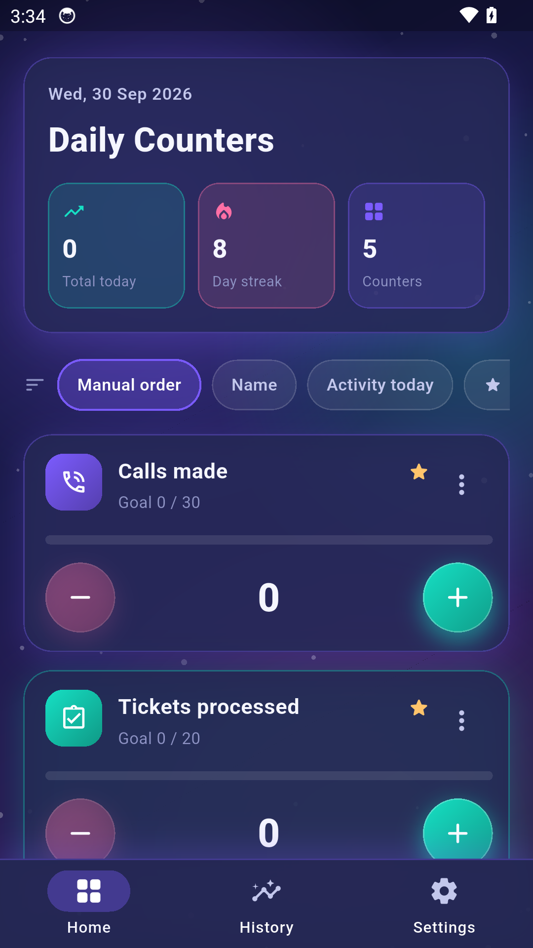 Counter Clarity home screen